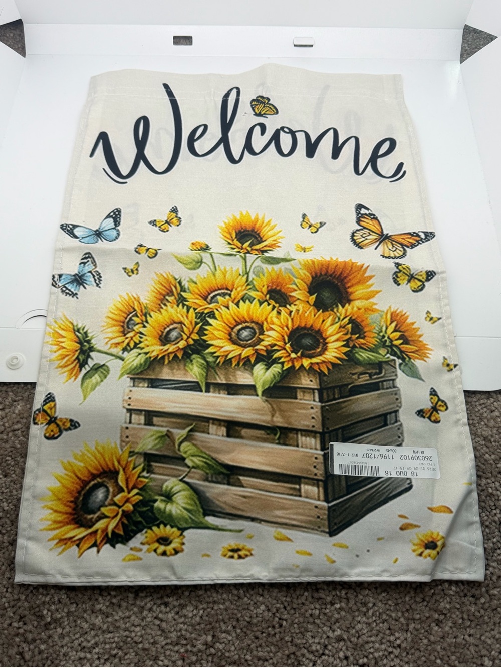 Welcome Sunflower Garden Flag - Yellow Sunflowers & Butterflies